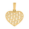 10K Two Tone Gold Round CZ Women's 0.75" Cluster Love Charm Heart Wavy Pendant