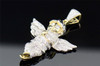 10K Yellow Gold 3D Cherub Mini Baby Angel Diamond Pendant Charm Jesus 0.70 Ct.