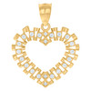 10K Yellow Gold Round CZ Women's 1.15" Charm Jubilee Link Heart Frame Pendant