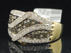 Brown Diamond Cocktail Ring Ladies 10K Yellow Gold Round Fashion Band 0.70 Tcw.