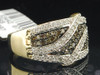 Brown Diamond Cocktail Ring Ladies 10K Yellow Gold Round Fashion Band 0.70 Tcw.