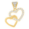 10K Yellow Gold Round CZ Women's 0.80" Love Charm Itertwined Open Heart Pendant