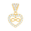 10K Yellow Gold Round CZ Women's Frame Charm Infinity Symbol in Heart Pendant