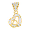 10K Yellow Gold Round CZ Women's 0.65" Love Charm Layered Double Heart Pendant