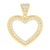 10K Yellow Gold Round CZ Women's 0.95" Cut Out Charm Open Heart Frame Pendant