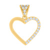 10K Yellow Gold Round CZ Women's 0.85" Cut Out Love Charm Open Heart Pendant