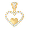 10K Yellow Gold Round CZ Women's 0.75" Cut Out Charm Double Heart Frame Pendant