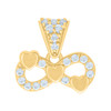 10K Yellow Gold Round CZ Women's 0.55" Charm Infinity Symbol w/ Hearts Pendant