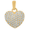 10K Yellow Gold Round CZ Women's 0.75" Iced Out Love Charm Domed Heart Pendant