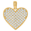 10K Yellow Gold Round CZ Women's 0.85" Iced Out Love Charm Cluster Heart Pendant