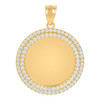 10K Yellow Gold Round CZ Men's 1.45" 2 Row Circle Picture Memory Frame Pendant