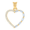 10K Yellow Gold Baguette CZ Women's 0.90" Love Charm Open Heart Frame Pendant