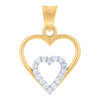 10K Two Tone Gold Round CZ Women's 0.85" Love Frame Charm Double Heart Pendant