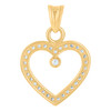 10K Yellow Gold Solitaire Round CZ Women's Love Charm Open Heart Frame Pendant