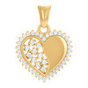 10K Yellow Gold Round CZ Women's 0.85" Love Charm Filigree Heart Frame Pendant