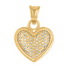 14K Yellow Gold Round CZ Women's 0.75" Love Cluster Charm Domed Heart Pendant 14K Yellow Gold Round CZ Women's 0.75" Love Cluster Charm Domed Heart Pendant
