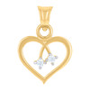 14K Yellow Gold Round CZ Women's 0.85" Love Charm Double Stone in Heart Pendant