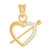 14K Yellow Gold Round CZ Women's 0.85" Love Charm Arrow Through Heart Pendant