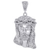 925 Sterling Silver Mens Diamond Mini Jesus Face Pendant Charm & Chain Set 1.40"
