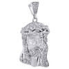 925 Sterling Silver Mens Diamond Mini Jesus Face Pendant Charm & Chain Set 1.40"