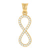 14K Yellow Gold Round CZ Women's 1" Love Charm Vertical Infinity Symbol Pendant