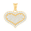 14K Yellow Gold Round CZ Women's 0.85" Iced Out Love Charm Cluster Heart Pendant