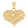 14K Yellow Gold Round CZ Women's 0.85" Iced Out Love Charm Cluster Heart Pendant