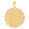 10K Yellow Gold Channel Set CZ 1.55" Charm Round Picture Memory Frame Pendant