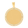 10K Yellow Gold Channel Set CZ 1.55" Charm Round Picture Memory Frame Pendant