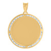 10K Yellow Gold Channel CZ Men's 1.55" Charm Round Picture Memory Frame Pendant
