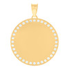 10K Yellow Gold Channel CZ Men's 1.55" Charm Round Picture Memory Frame Pendant
