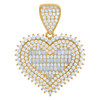 10K Yellow Gold Baguette CZ Women's 1.25" Iced Love Charm Cluster Heart Pendant