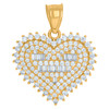 10K Yellow Gold Baguette CZ Women's 0.95" Iced Love Charm Cluster Heart Pendant