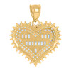 10K Yellow Gold Baguette CZ Women's 0.95" Iced Love Charm Cluster Heart Pendant