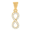 14K Yellow Gold Round CZ Women 0.75" Love Charm Vertical Infinity Symbol Pendant