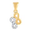 14K Two Tone Gold CZ Women's 0.75" Love Charm Sideways Double Infinity Pendant