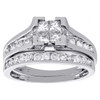 Brautset mit Diamanten im Prinzessschliff, runder Verlobungsring aus 14 Karat Weißgold, 1 Tcw