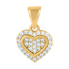 14K Yellow Gold Round CZ Women's 0.65" Small Charm Halo Cluster Heart Pendant