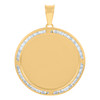 10K Yellow Gold Channel CZ Unisex 1.55" Charm Round Picture Memory Frame Pendant