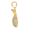 10K Yellow Gold Round CZ Women's 1" Love Charm Domed Heart w/ Crown Pendant