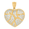 10K Yellow Gold Round CZ Women's 0.75" Cluster Love Charm Cracking Heart Pendant