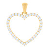 10K Yellow Gold Prong Set Round CZ Women's Love Charm Open Heart Frame Pendant