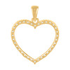 10K Yellow Gold Prong Set Round CZ Women's Love Charm Open Heart Frame Pendant