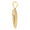 10K Tri-Color Gold Round CZ Women's 0.95" Love Charm TE AMO Heart Frame Pendant