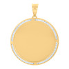 10K Yellow Gold Channel CZ Unisex 2.25" Charm Round Picture Memory Frame Pendant