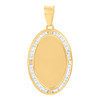10K Yellow Gold Channel CZ Unisex 1.45" Charm Oval Picture Memory Frame Pendant