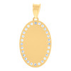 10K Yellow Gold Channel CZ Unisex 1.45" Charm Oval Picture Memory Frame Pendant