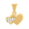 10K Yellow Gold Round CZ Women's Cluster Love Charm Melded Double Heart Pendant