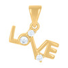 10K Yellow Gold Three Stone Round CZ Women's 0.65" Block Font Charm LOVE Pendant