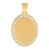 10K Yellow Gold Channel CZ Unisex 1.15" Charm Oval Picture Memory Frame Pendant